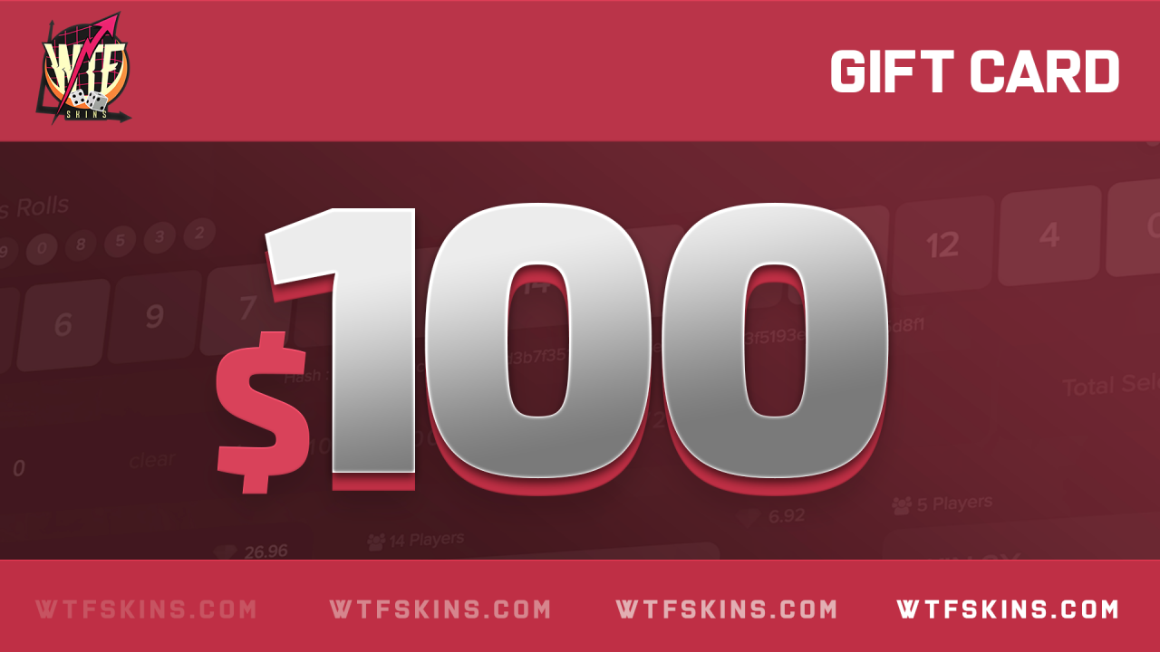 (117.15$) WTFSkins 100 USD Gift Card
