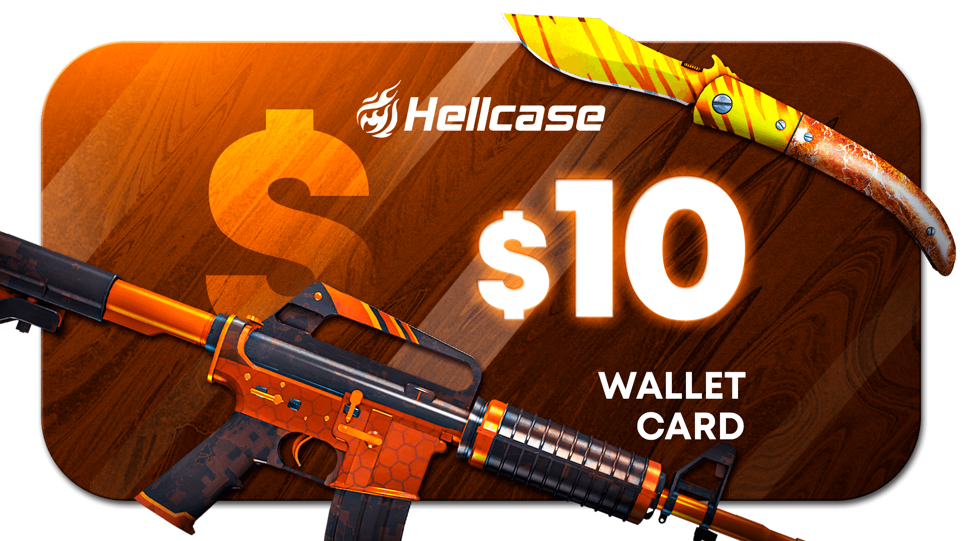 (10.94$) Hellcase.com 10 USD Wallet Card Code