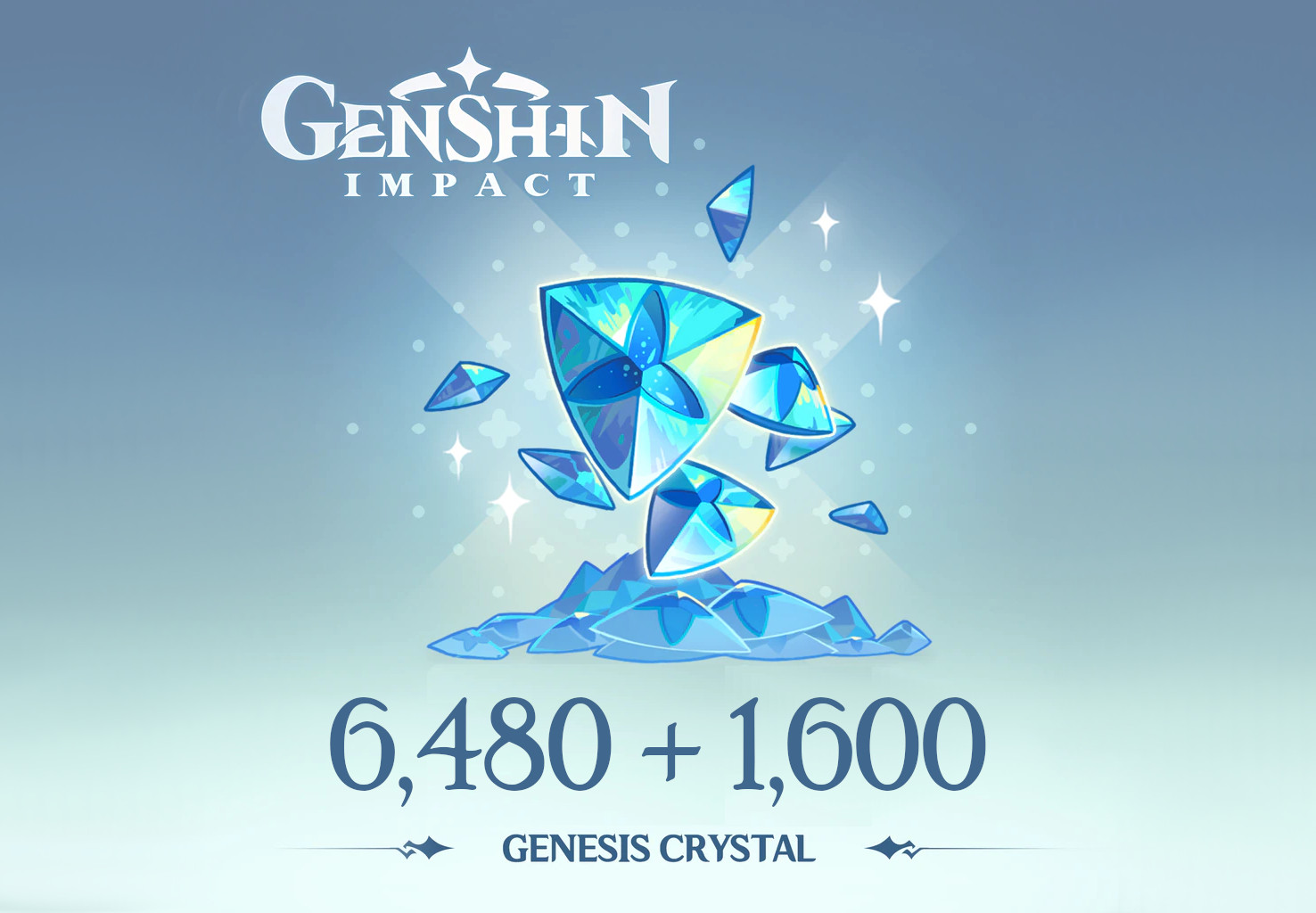 (107.29$) Genshin Impact - 6,480 + 1,600 Genesis Crystals Reidos Voucher