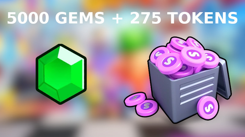 (10.42$) Stumble Guys - 5000 Gems + 275 Tokens Reidos Voucher